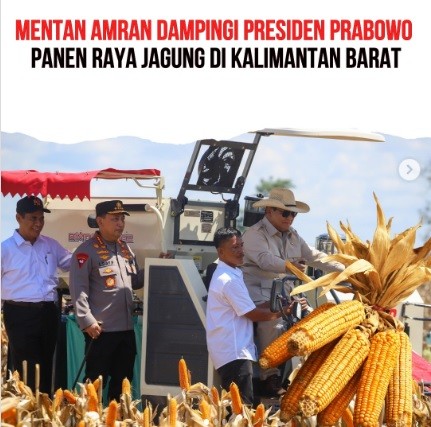 Mentan Amran Dampingi Presiden Prabowo Panen Raya Jagung di Kalimantan Barat