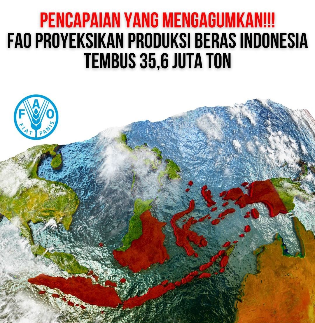 FAO Prediksi Produksi Beras Indonesia Capai 35,6 juta ton, Cetak Sejarah Baru