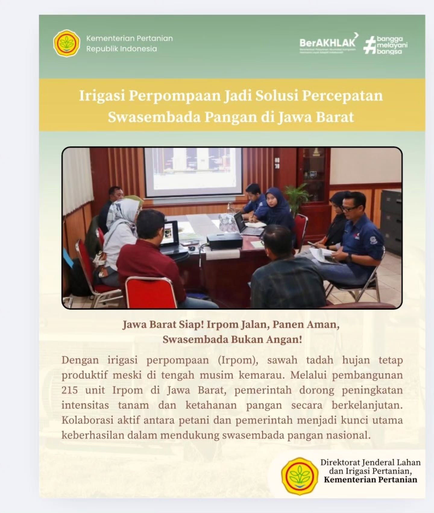 Irigasi Perpompaan jadi Solusi Percepatan Swasembada Pangan di Jawa Barat